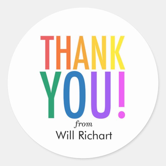 ありがとうレインボー注文ステッカーカスタムギフトラベル ラウンドシール (正面)
