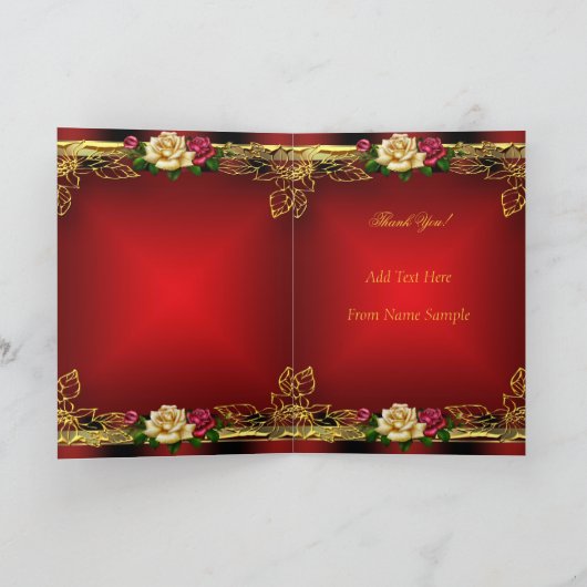 ありがとうレッドクリームバラ金ゴールドエレガント6 サンキューカード (内部)