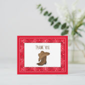 ありがとうレッドバンダナカウボーイかわいい帽子とブーツ ポストカード (スタンド正面)