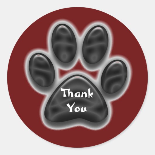 ありがとうレッドブラックポープリントペット感謝 ラウンドシール (正面)