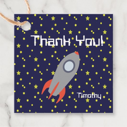ありがとうレトロロケット船と星模様 フェイバータグ (正面)