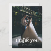 ありがとうレトロ結婚文字の縦写真 サンキューカード (正面)