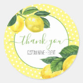 ありがとうレモン水色のドット素朴な国 ラウンドシール (正面)