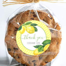 ありがとうレモン水色のドット素朴な国 ラウンドシール