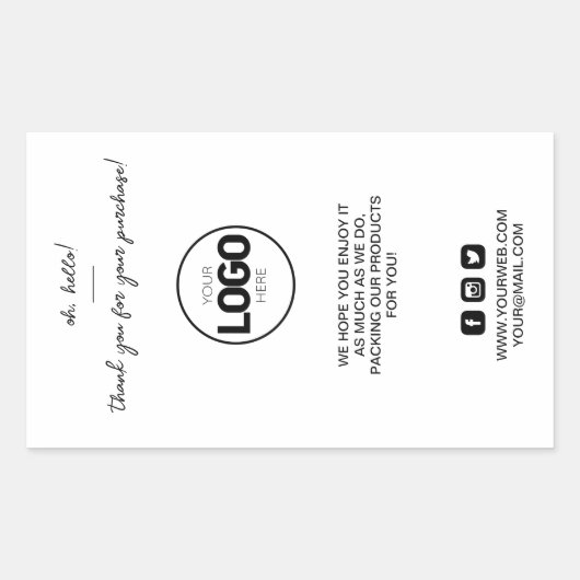 ありがとうロゴ包装トレンディー出荷シール 長方形シール (正面)