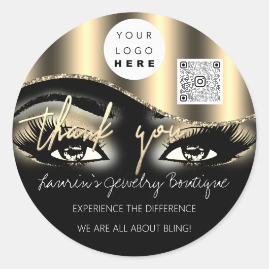 ありがとうロゴQrコードメイクアップLash Extension ラウンドシール (正面)