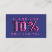 ありがとうロゴQRCODE 10%オフ割引ピンク海軍 名刺 (正面)