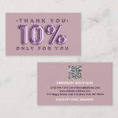ありがとうロゴQRCODE 10%OFF割引コード挿入 名刺 (正面/裏面)