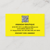 ありがとうロゴQRCODE 20%オフ割引コード黄色 名刺 (裏面)