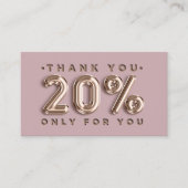 ありがとうロゴQRCODE 20%OFF割引コード金ゴールド 名刺 (正面)