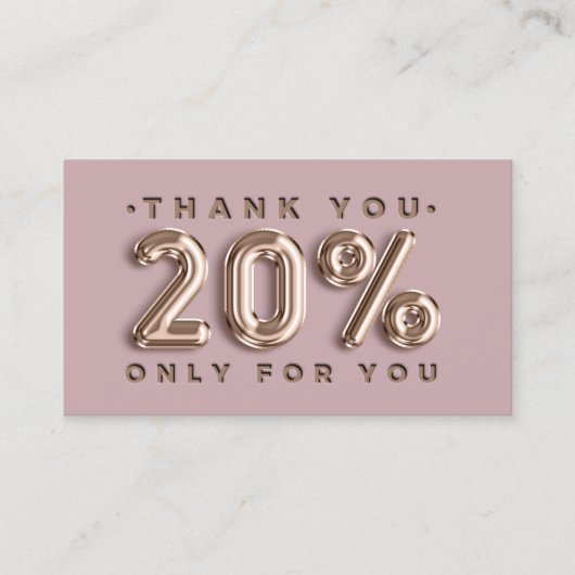 ありがとうロゴQRCODE 20%OFF割引コード金ゴールド 名刺 (正面)