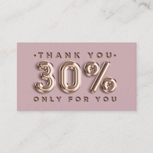 ありがとうロゴQRCODE 30%OFF割引コード金ゴールド 名刺 (正面)