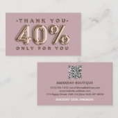 ありがとうロゴQRCODE 40%OFF割引コード金ゴールド 名刺 (正面/裏面)