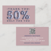 ありがとうロゴQRCODE 50%OFF割引コード 名刺 (正面/裏面)