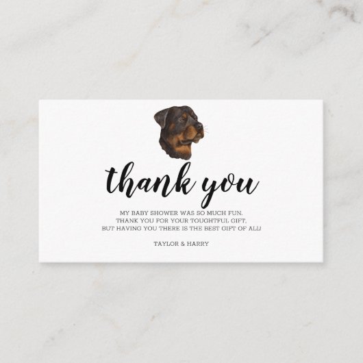 ありがとうロットワイラードイツの子犬の赤ちゃんシャワー エンクロージャーカード (正面)