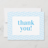 ありがとうヴィンテージギンガムパターンボーイベビーブルー サンキューカード (正面)