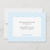 ありがとうヴィンテージギンガムパターンボーイベビーブルー サンキューカード (裏面)