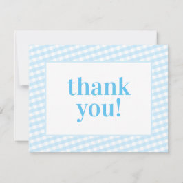 ありがとうヴィンテージギンガムパターンボーイベビーブルー サンキューカード
