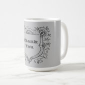 ありがとうヴィンテージシールドつる植物フレーム評価 コーヒーマグカップ (正面右)