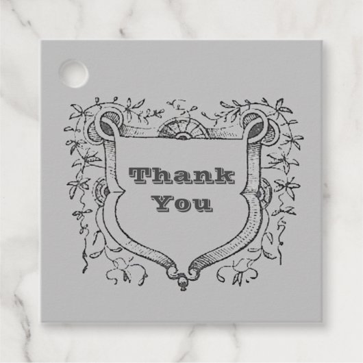 ありがとうヴィンテージシールドブラックグレー評価 フェイバータグ (正面)