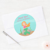 ありがとう人魚の女の子の誕生日パーティシール ラウンドシール (封筒)