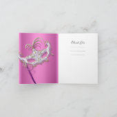 ありがとう仮装マスクスウィート16パーティーピンク サンキューカード (内部)