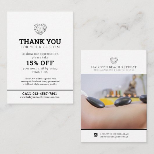 ありがとう健康フォトプロモレピートモノラル 名刺 (正面/裏面)