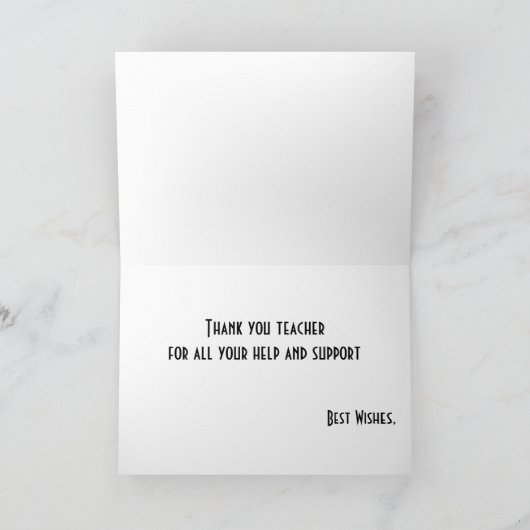 ありがとう先生おもしろいかわいい漫画の花 サンキューカード (内部)