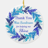 ありがとう先生のギフトブルーのクリスマスリース セラミックオーナメント (裏面)