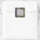 ありがとう先生ブルー金ゴールド渦巻き感謝 スクエアシール (バッグ)