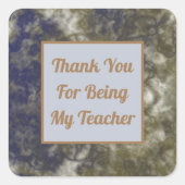 ありがとう先生ブルー金ゴールド渦巻き感謝 スクエアシール (正面)