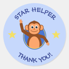 ありがとう先生ヘルパー猿ブルー ラウンドシール