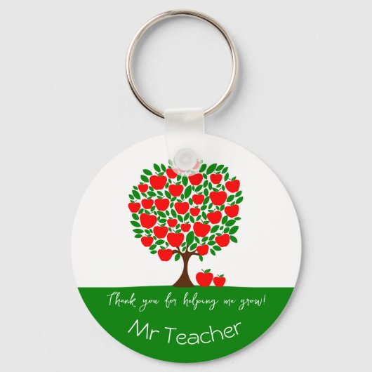 ありがとう先生レッドアップルツリーギフト キーホルダー (正面)