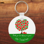 ありがとう先生レッドアップルツリーギフト キーホルダー (正面)