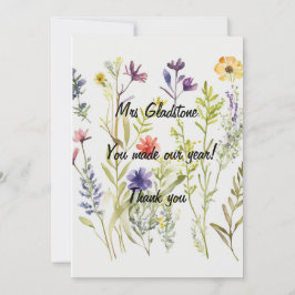 ありがとう先生今年は君が作ってくれた。編集可能文字 サンキューカード