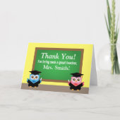 ありがとう先生卒業お別れかわいいフクロウ サンキューカード (正面)