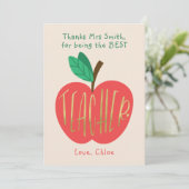 ありがとう先生最高の、エバー先生、かわいいリンゴ サンキューカード (スタンド正面)