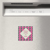 ありがとう先生美しいピンクのローズパターン マグネット (インサイチュ (食洗機))