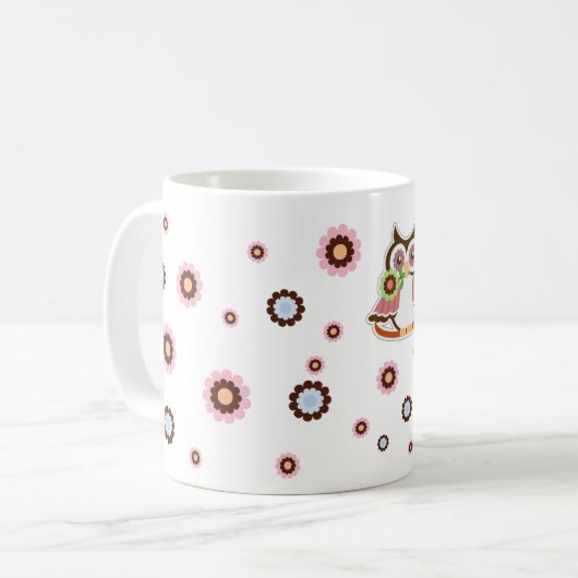 ありがとう先生。かわいいフクロウのプレゼント コーヒーマグカップ (正面左)