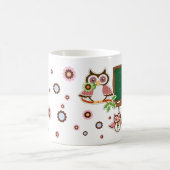 ありがとう先生。かわいいフクロウのプレゼント コーヒーマグカップ (中央)
