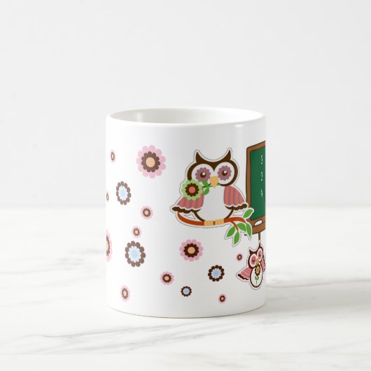 ありがとう先生。かわいいフクロウのプレゼント コーヒーマグカップ (中央)