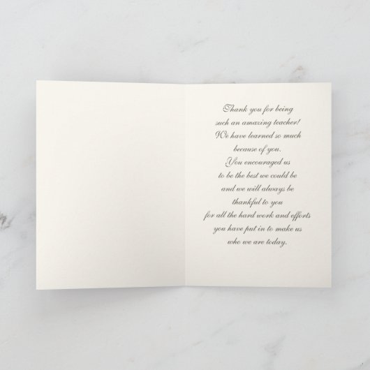 ありがとう先生。ヴィンテージアートカスタムカード サンキューカード (内部)