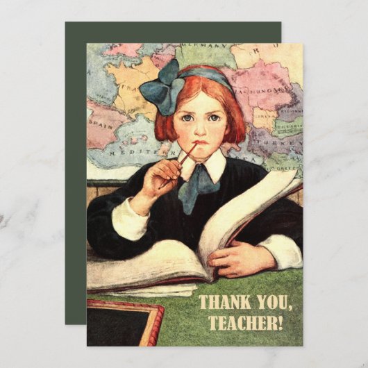 ありがとう先生。ヴィンテージアートフラットカード サンキューカード (正面/裏面)