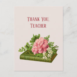 ありがとう先生、ヴィンテージイメージの芍薬の本 ポストカード
