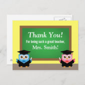 ありがとう先生、卒業おめでとう、かわいいフクロウ ポストカード (正面/裏面)