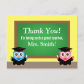 ありがとう先生、卒業おめでとう、かわいいフクロウ ポストカード (正面)