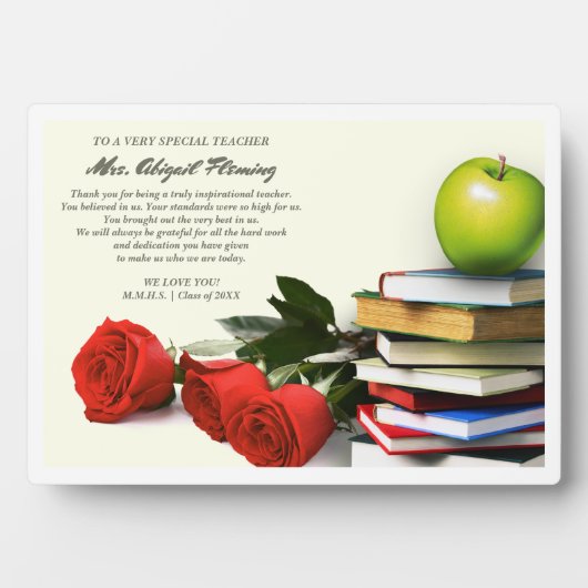 ありがとう先生。名前をカスタムするギフトプレート フォトプラーク (正面)