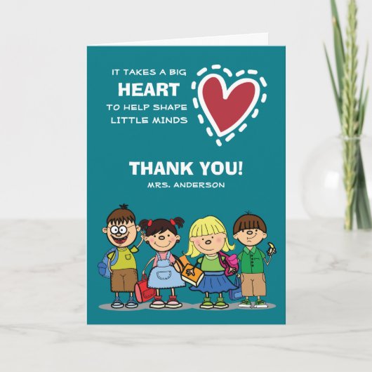 ありがとう先生。名前をカスタムするグリーティングカード サンキューカード (正面)