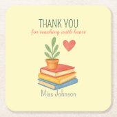 ありがとう先生 – 心のこもった感謝の贈り物 –  スクエアペーパーコースター (正面)
