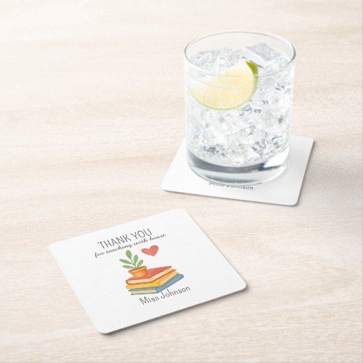 ありがとう先生 – 心のこもった感謝の贈り物 –  スクエアペーパーコースター (インサイチュ)